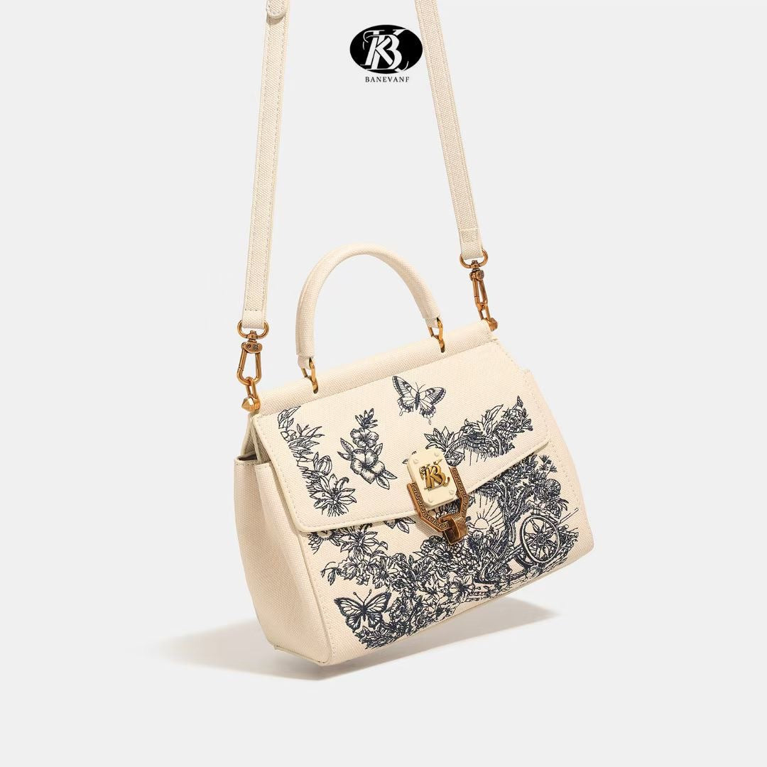 A high-end cross-border fashion embroidered handbag women's new versatile foreign trade lock single shoulder messenger bag