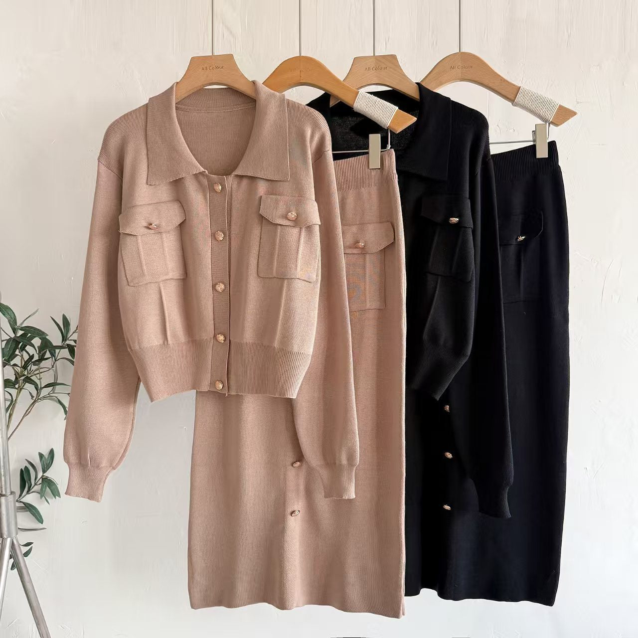 A women's knitted two-piece set