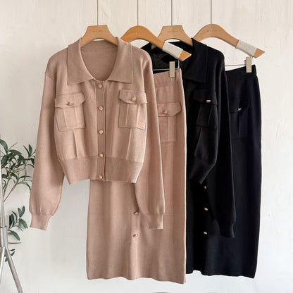 A women's knitted two-piece set