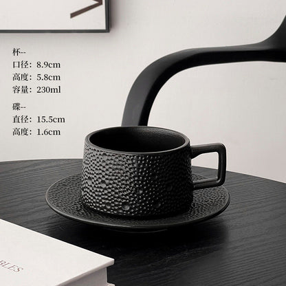 A retro stone coffee cup, premium sense, simple ceramic cup, exquisite latte latte flower cup, cappuccino mocha cup saucer