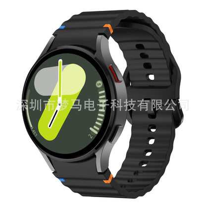 A Suitable for Samsung watch7/FE original wave stitching color buckle silicone strap universal watch654 strap