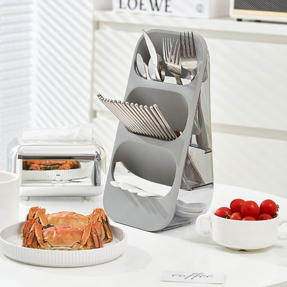 A Three-layer shelf Floor-mounted plastic chopstick cage Knife storage rack Drain chopstick cage Kitchen knife rack