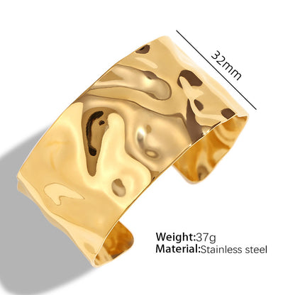 A European and American style titanium steel adjustable opening bracelet natural heavy industry beating pattern texture exaggerated personality design explosion
