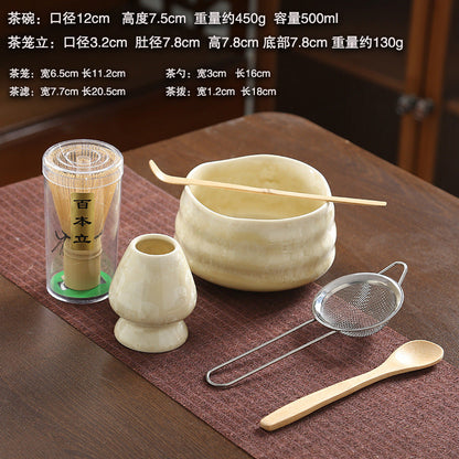 A crystal glaze cross-border ceramic matcha bowl tea beater tool set Japanese matcha brush Baibenli tea set combination