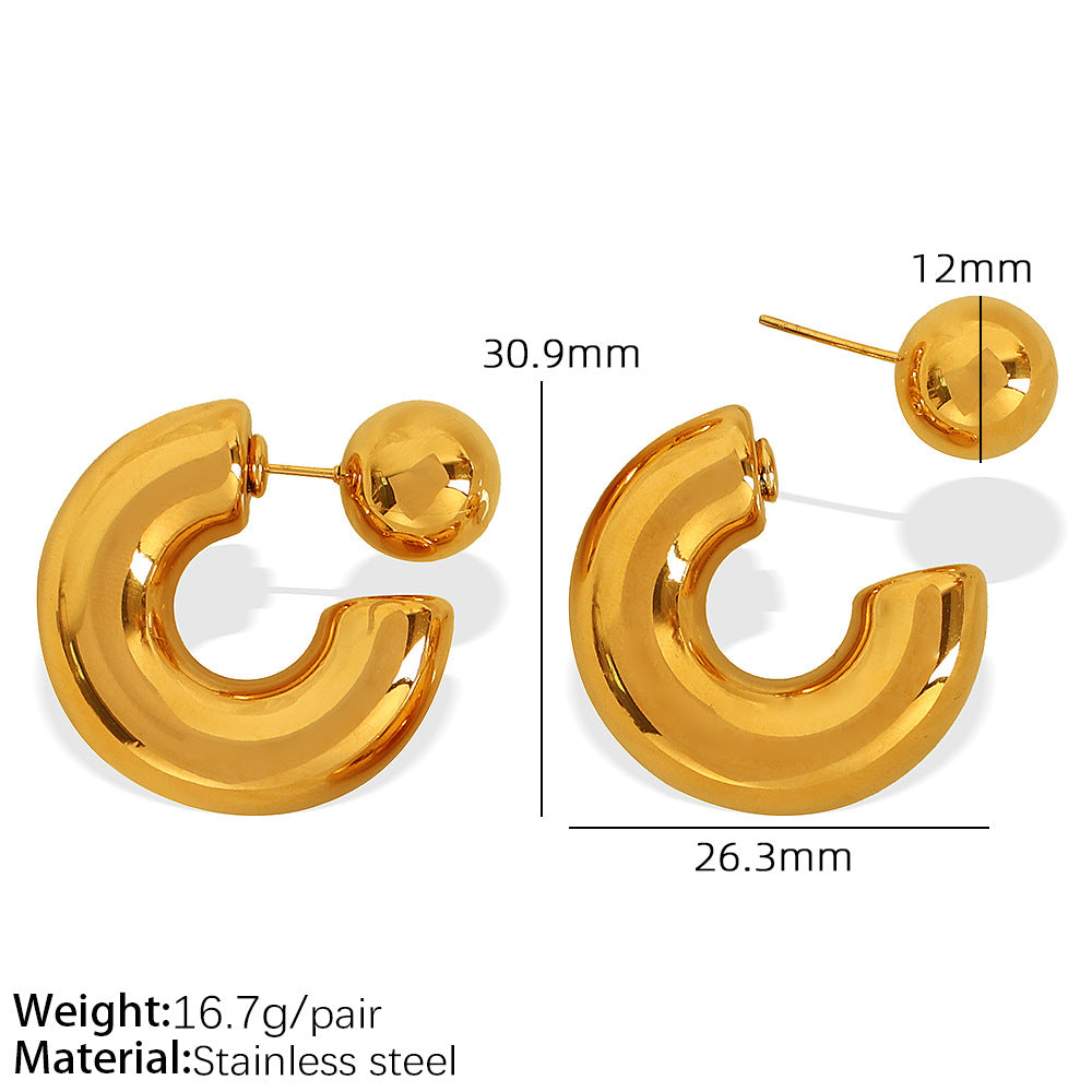 A Titanium steel European and American personality simple metal sense light luxury temperament Titanium steel spherical niche ins design sense jewelry