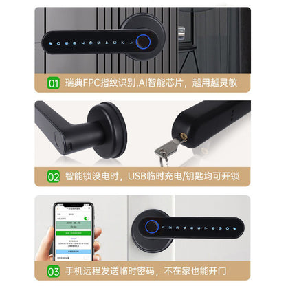 A Indoor wooden door TUYA Bluetooth password smart lock Electronic lock Handle password lock One grip to open the handle lock