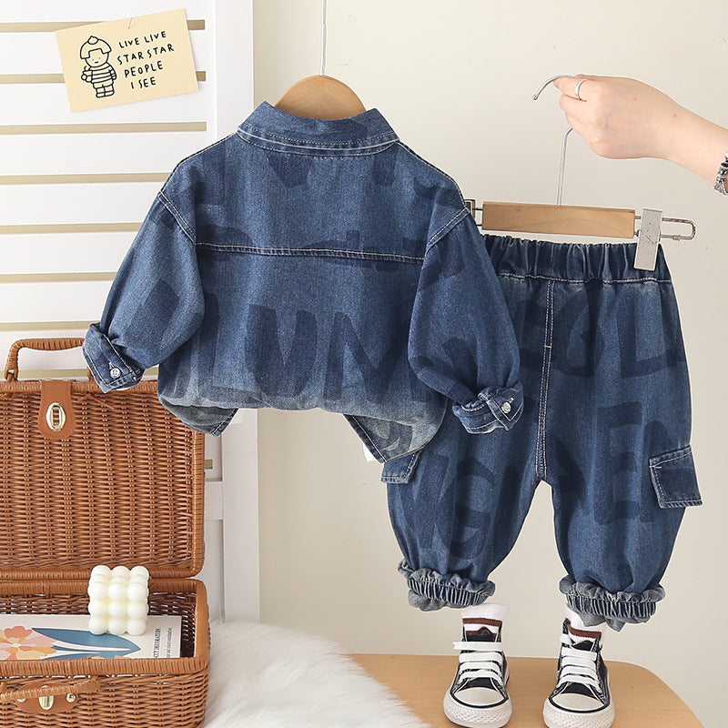 A children's denim three-piece set