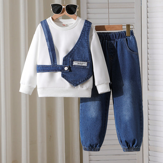 A children's denim three-piece set