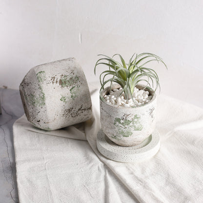 A Old Craft Cement Flower Pot Planting Utensils