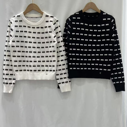 A long-sleeved knit top