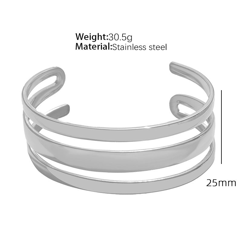 A European and American style titanium steel adjustable opening bracelet natural heavy industry beating pattern texture exaggerated personality design explosion