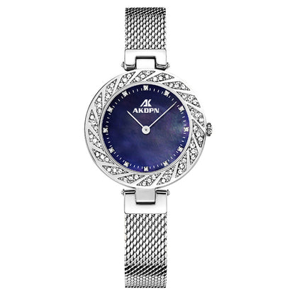 A decorative diamond-encrusted mesh strap women's watch light luxury quartz watch niche design waterproof starry sky diamond quality women's watch