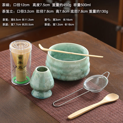 A crystal glaze cross-border ceramic matcha bowl tea beater tool set Japanese matcha brush Baibenli tea set combination