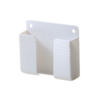 A wall-mounted mobile phone charging case storage rack