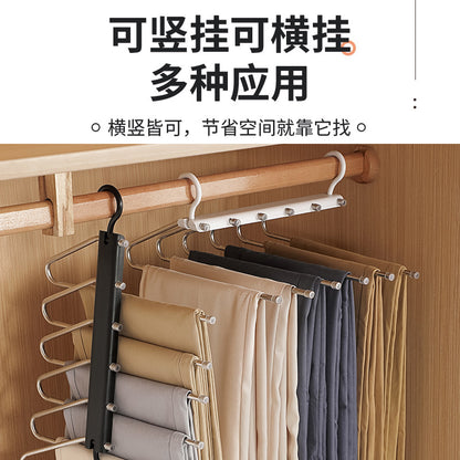 A stainless steel pants storage rack