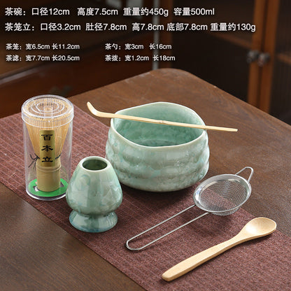 A crystal glaze cross-border ceramic matcha bowl tea beater tool set Japanese matcha brush Baibenli tea set combination