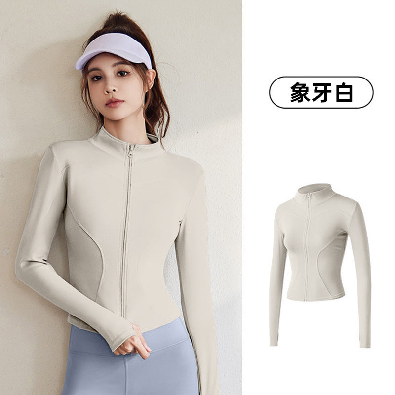 A Spring and Autumn Sports Jacket Long Sleeve Running Slim Fit High Elastic Fitness Yoga Clothing Top Jacket Women