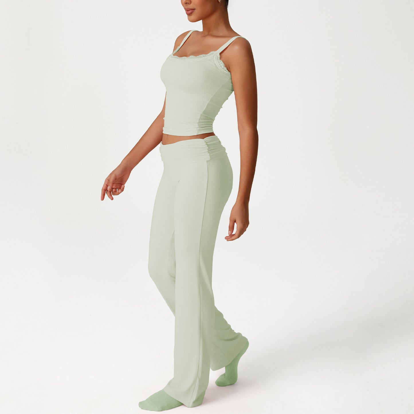 A Skin-friendly loungewear set Lace lace small suspender vest Sports casual wear trousers set
