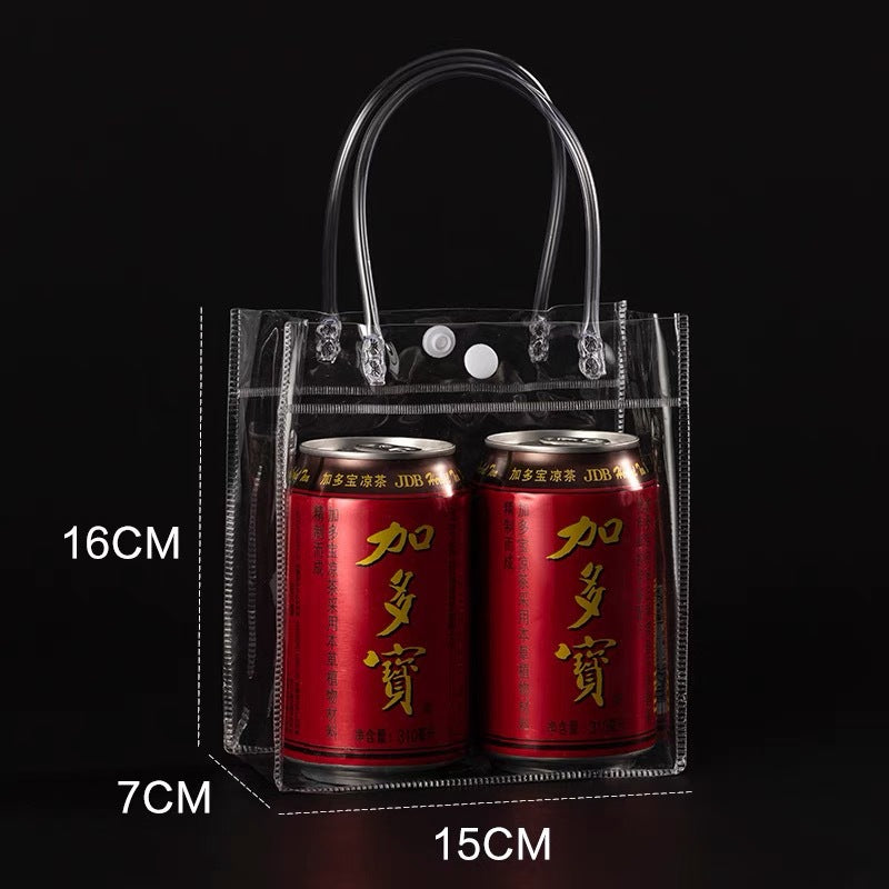 A spot stall pvc plastic tote bag transparent hose thickened red wine packaging bag gift bag