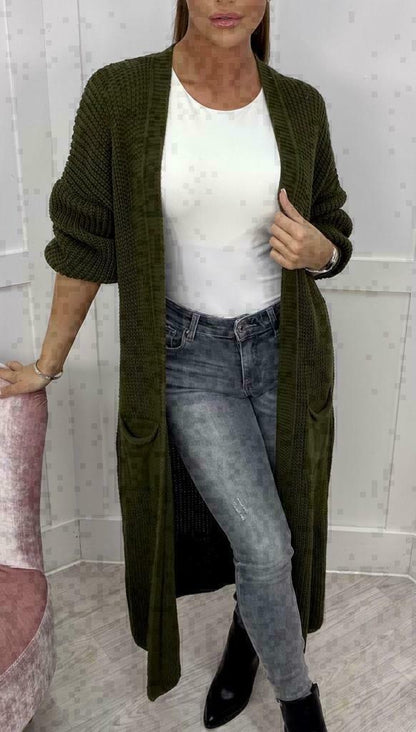 A long knit jacket
