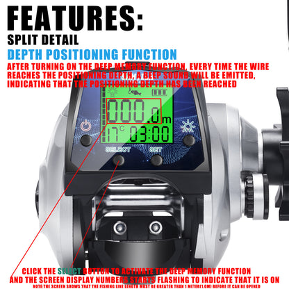 A digital display water drop wheel sea fishing raft fishing boat usb charging temperature time