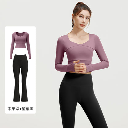 A High elastic, slim and thin yoga suit, nude suit, high waist running sports fitness suit