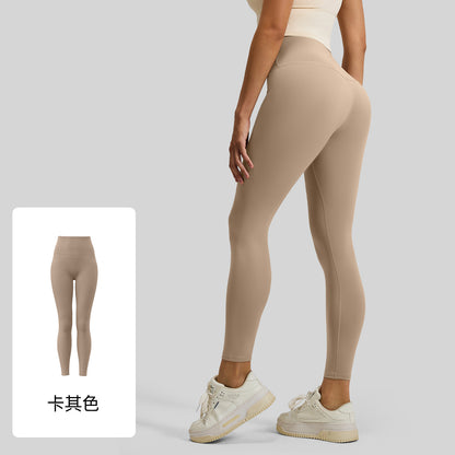 A No Embarrassment Line Yoga Pants Peach Hip Lift Leggings High Waist Belly Sports Naked Yoga Pants Women