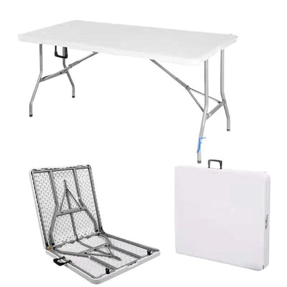 A portable long table outdoor folding table stall table household simple dining table and chairs blow molding folding table night market plastic