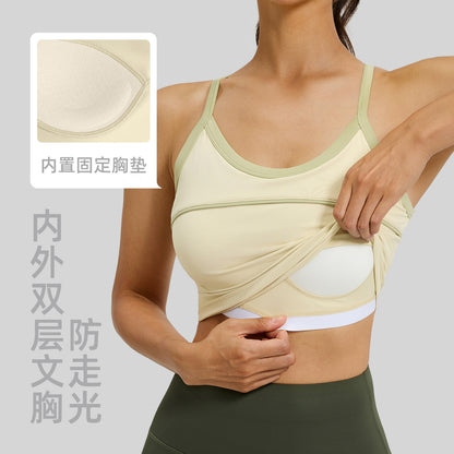 A new line sports vest integrated cup beautiful back shock-proof sports yoga bra top women