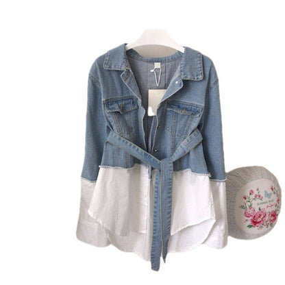 A shirt spliced denim top