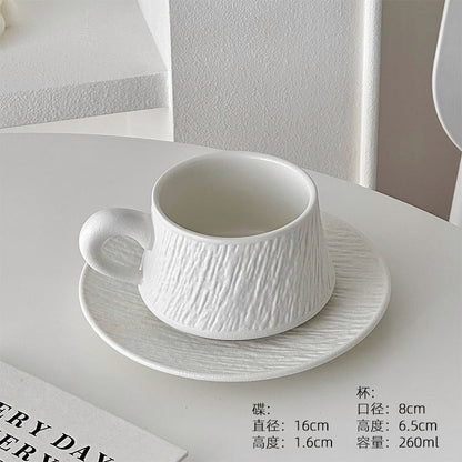 A retro stone coffee cup, premium sense, simple ceramic cup, exquisite latte latte flower cup, cappuccino mocha cup saucer