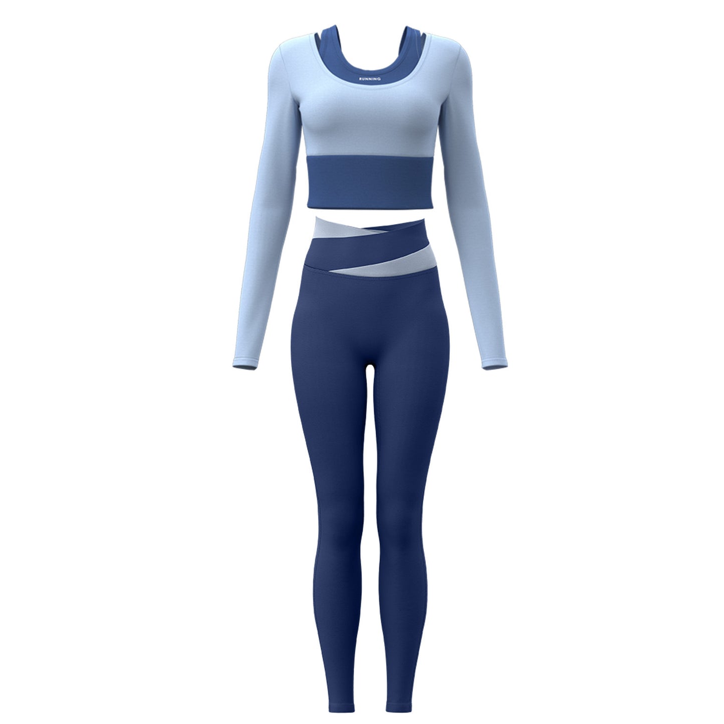 A Fake two-piece yoga suit, bra-free nude suit, Pilates training fitness suit