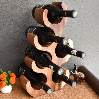 A teak wine rack ornament