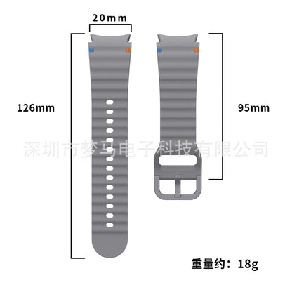 A Suitable for Samsung watch7/FE original wave stitching color buckle silicone strap universal watch654 strap