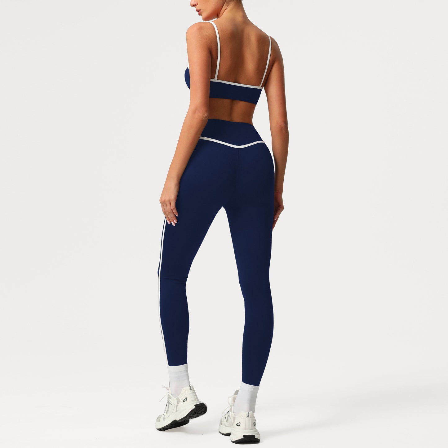 A sports suit women's contrasting colors, beautiful back, tight body, nude yoga suit, running fitness yoga suit