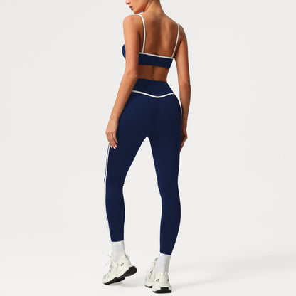 A sports suit women's contrasting colors, beautiful back, tight body, nude yoga suit, running fitness yoga suit