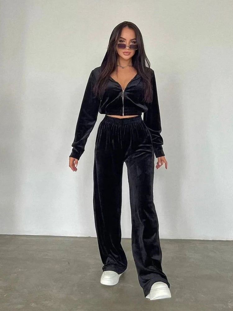 A sweater fleece shirt trousers set