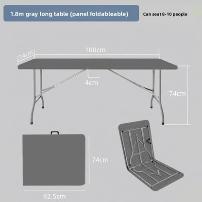 A portable long table outdoor folding table stall table household simple dining table and chairs blow molding folding table night market plastic