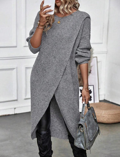 A long knitted sweater