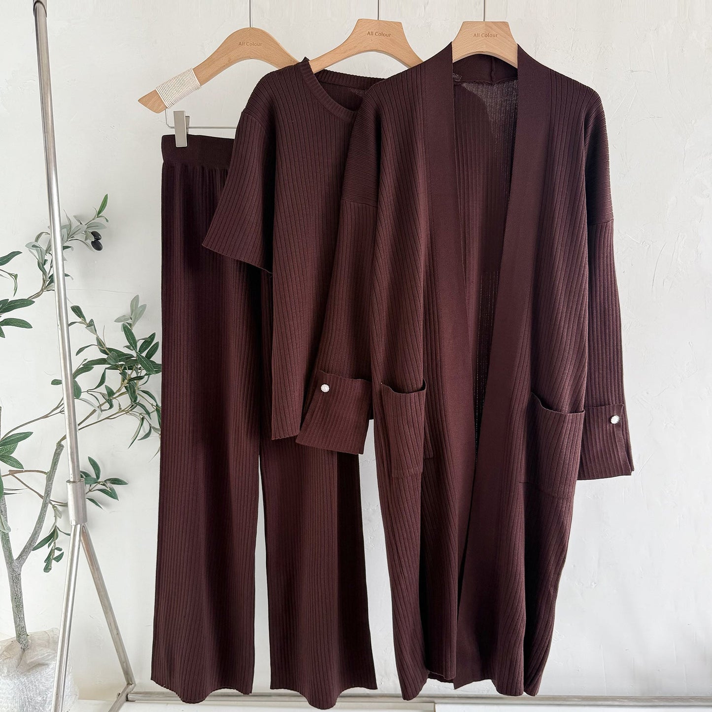 A three-piece knitted set