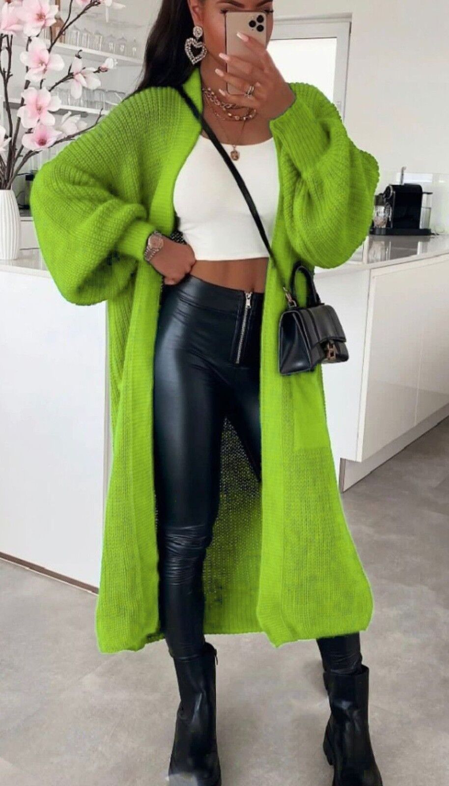 A long knit jacket