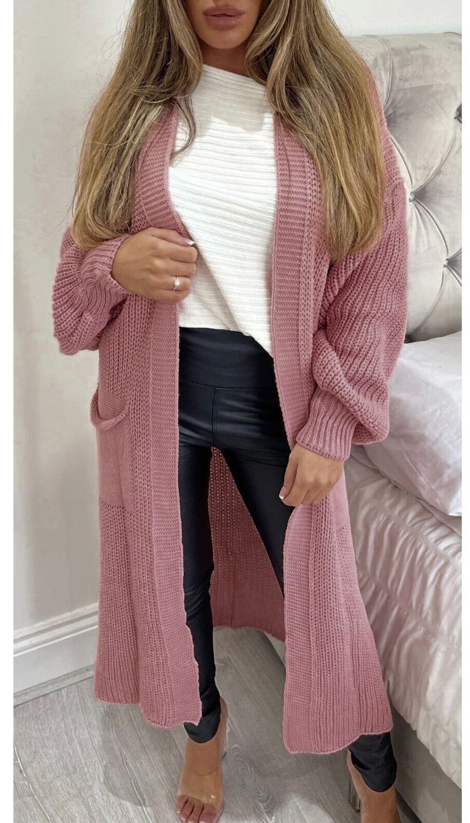 A long knit jacket