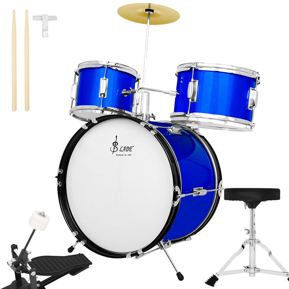A foreign trade children's drum kit practice drum beginner test playing jazz drum 3 drum 1 cymbal percussion instrument early education gift