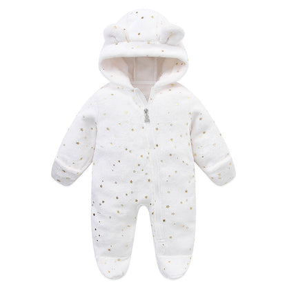 A baby onesie velvet spring and autumn clothes going out clothes baby autumn and winter foot-wrapped Romper climbing clothes