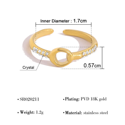 A European and American classic popular geometric full diamond ring temperament versatile love butterfly gold stacking does not fade ring woman