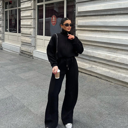 A sweater and trousers two-piece set