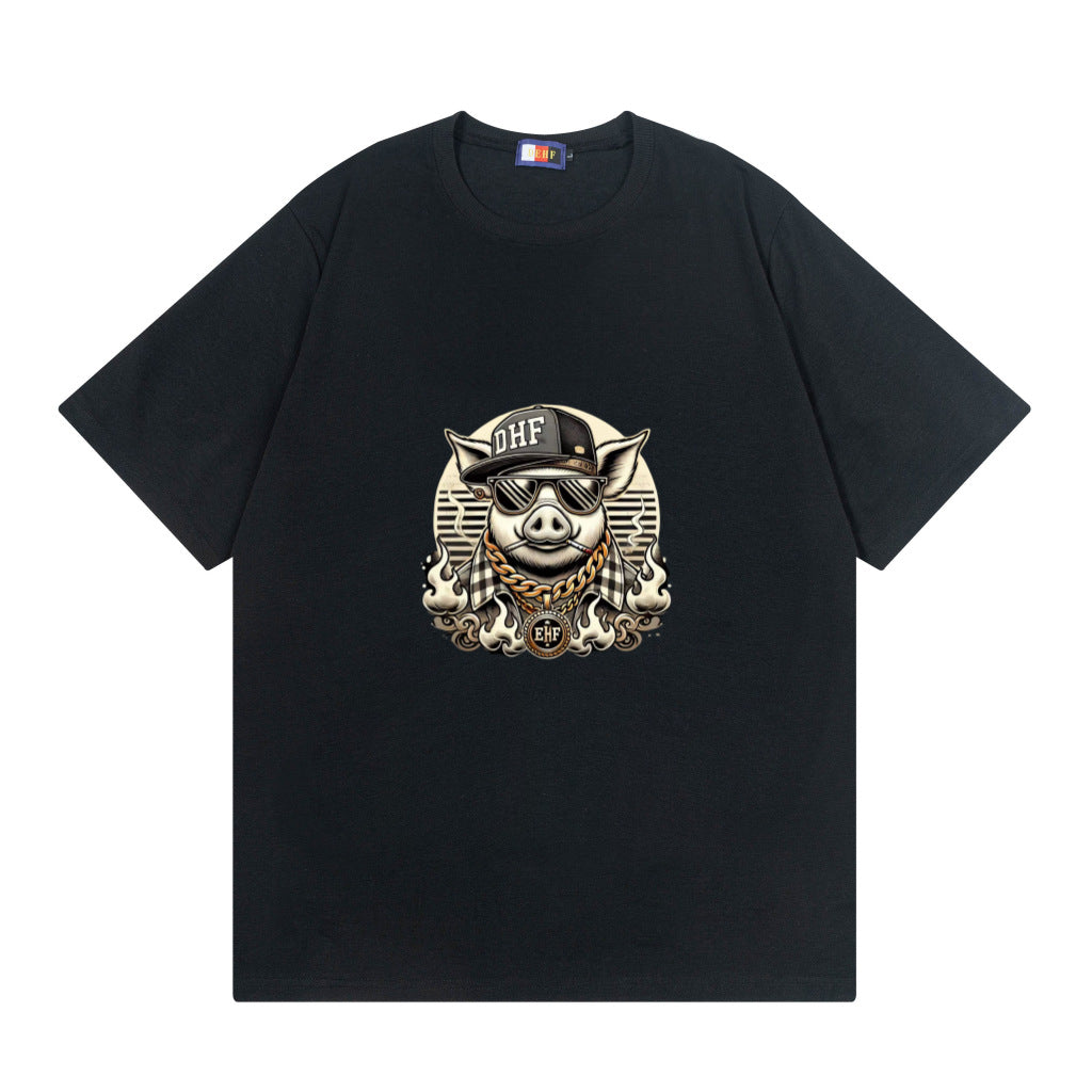 A T-shirt imitation cotton comfortable European size globally available black hip-hop design - Mixbatch