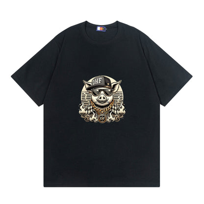 A T-shirt imitation cotton comfortable European size globally available black hip-hop design - Mixbatch