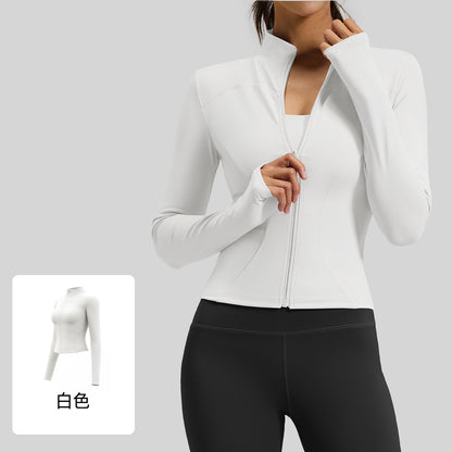 A yoga clothes top women slim and thin breathable running fitness jacket