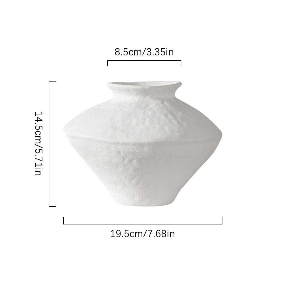 Nordic ceramic vase flower arrangement, high-end ornament, white Zen wabi-sabi art decoration, dry vase.